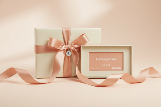 Gift box with a pink ribbon on a light pink background